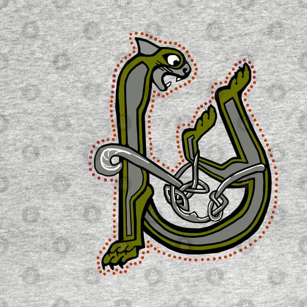 Celtic Cat Letter U by Donnahuntriss